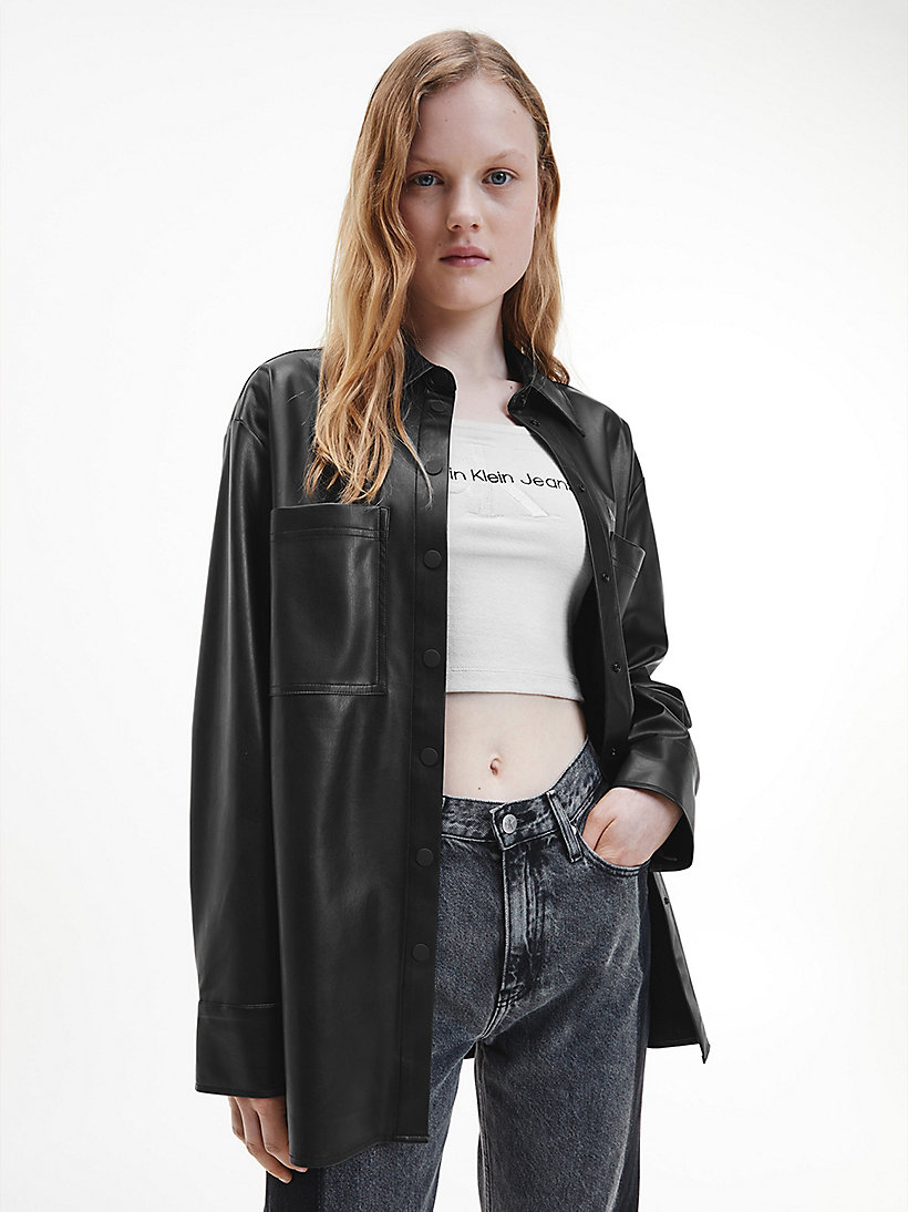 Kadın Faux Leather Overshirt Ceket