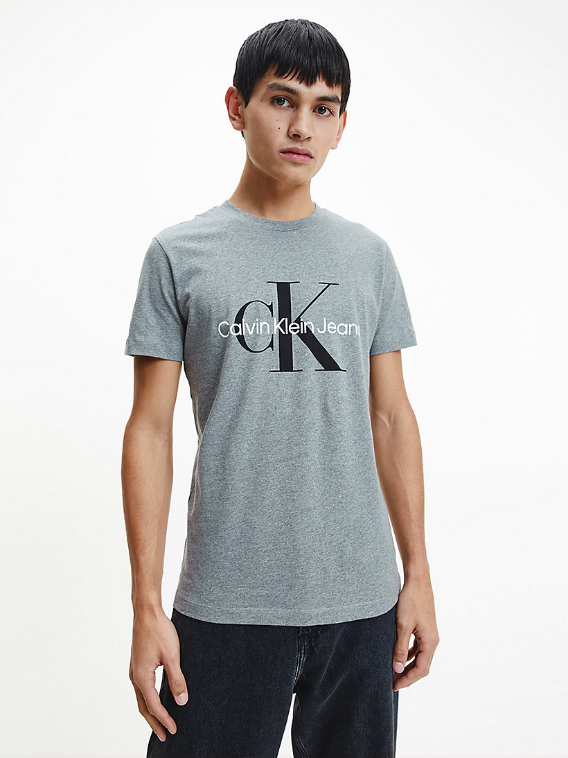 Erkek Core Monogram Slim Gri T-Shirt