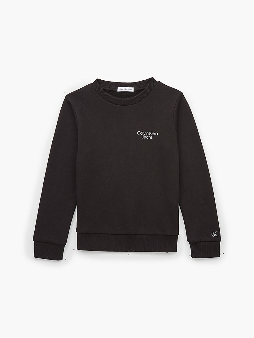 Sweatshirt Stack | CKJ Siyah Erkek IB0IB01292BEH Calvin Klein Logo Çocuk