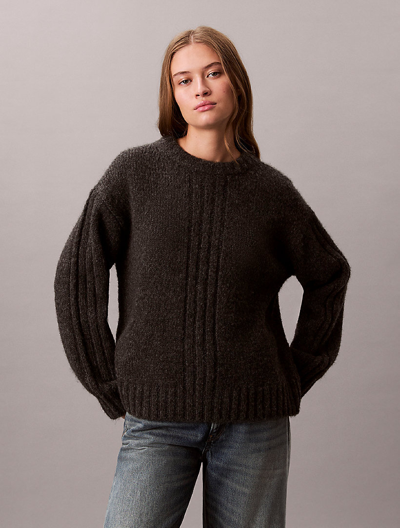 kazu54782 Kadın Brushed Wool Blend Kazak Siyah LV044E361GP7I | Calvin Klein