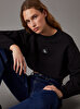 Kadın Woven Label Crop Sweatshirt