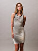 Kadın Cotton Rib Stripe Elbise
