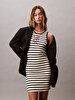 Kadın Cotton Rib Stripe Elbise