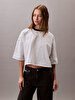 Kadın Cropped Stripe Boxy T-shirt