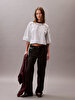Kadın Cropped Stripe Boxy T-shirt