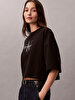 Kadın Boxy Crop Monologo T-shirt
