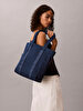Kadın Webbing Strap Canvas Tote Çanta