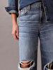 Kadın Low Rise Baggy Slash Jean Pantolon