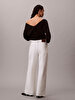 Kadın Wide Leg Raw Jean Pantolon