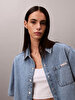 Kadın Boxy Cropped Denim Gömlek