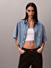 Kadın Boxy Cropped Denim Gömlek