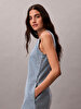 Kadın Sleeveless Denim Elbise