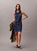 Kadın Sleeveless Mini Denim Elbise