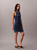 Kadın Sleeveless Mini Denim Elbise