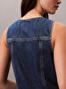 Kadın Sleeveless Mini Denim Elbise