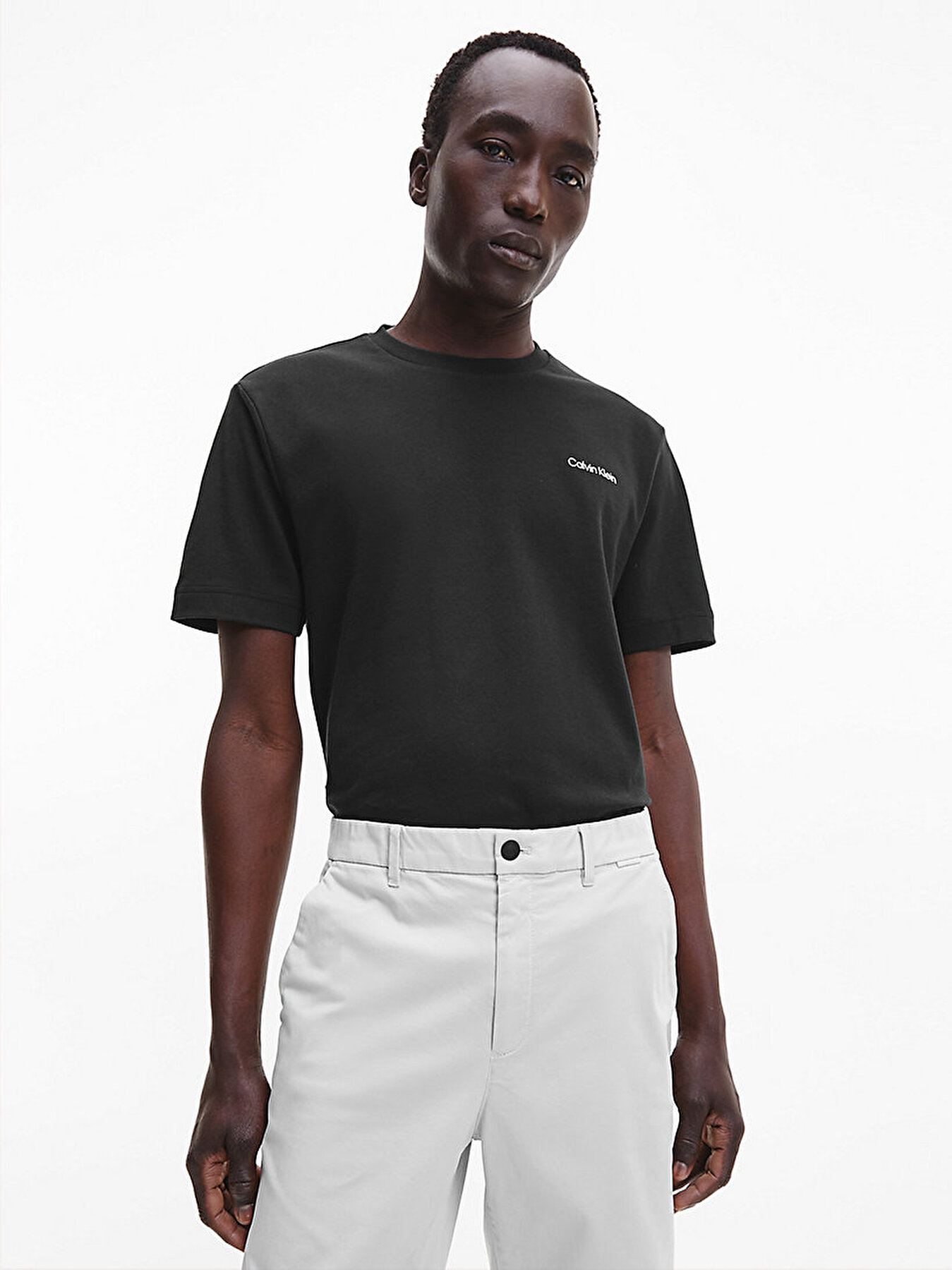 Erkek Micro Logo Interlock T-Shirt Siyah K10K109894BEH | Calvin Klein