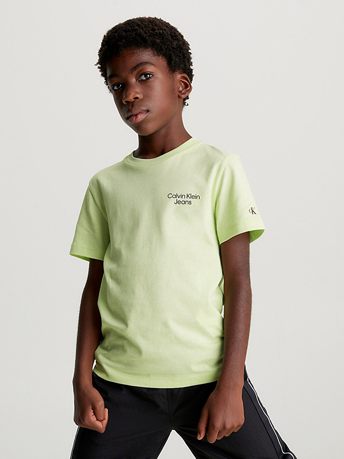Erkek Çocuk Ckj Stack Logo T-Shirt Yeşil IB0IB01319LT6 | Calvin Klein
