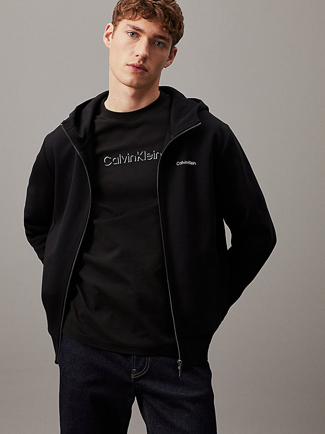 Erkek Micro Logo Fermuarl Sweatshirt