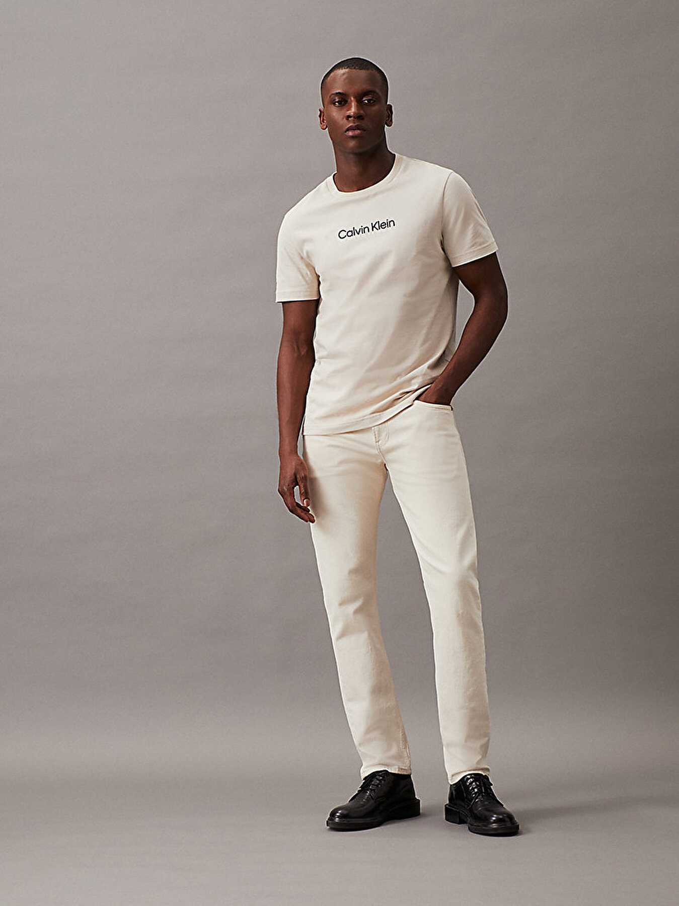 Calvin klein flock logo t shirt 2025