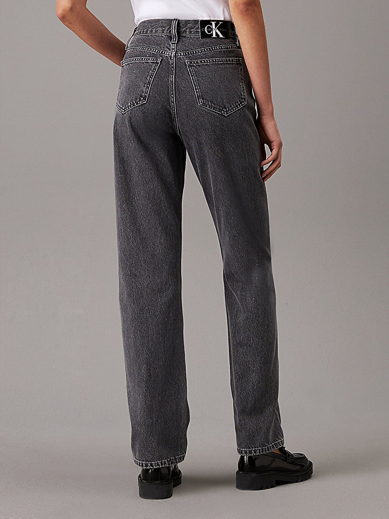 Kad n High Rise Straight Jean Pantolon Gri J20J2236571BZ Calvin Klein