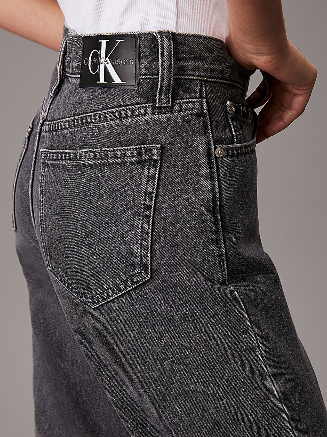 Kad n High Rise Straight Jean Pantolon Gri J20J2236571BZ Calvin Klein