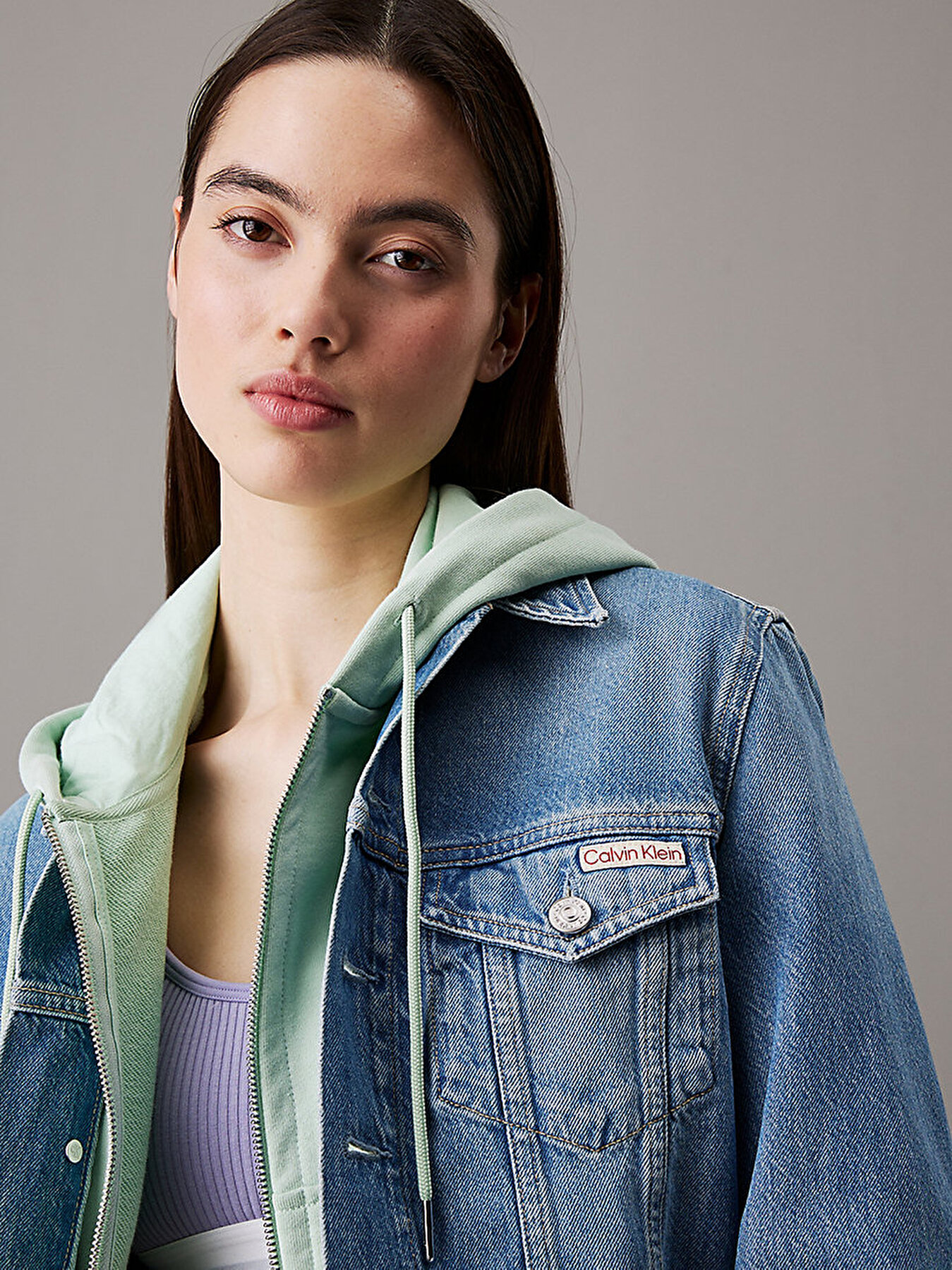 Kadın Cropped 90's Denim Ceket Mavi J20J2251841AA | Calvin Klein