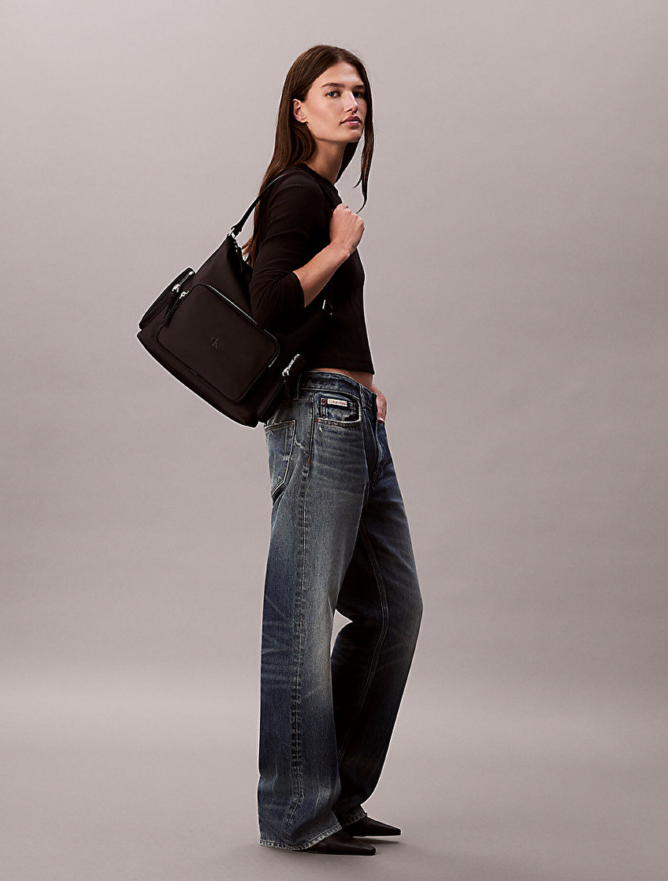 Kadın Pocket Naylon Satchel Çanta Siyah LV04F3296GUB1 | Calvin Klein