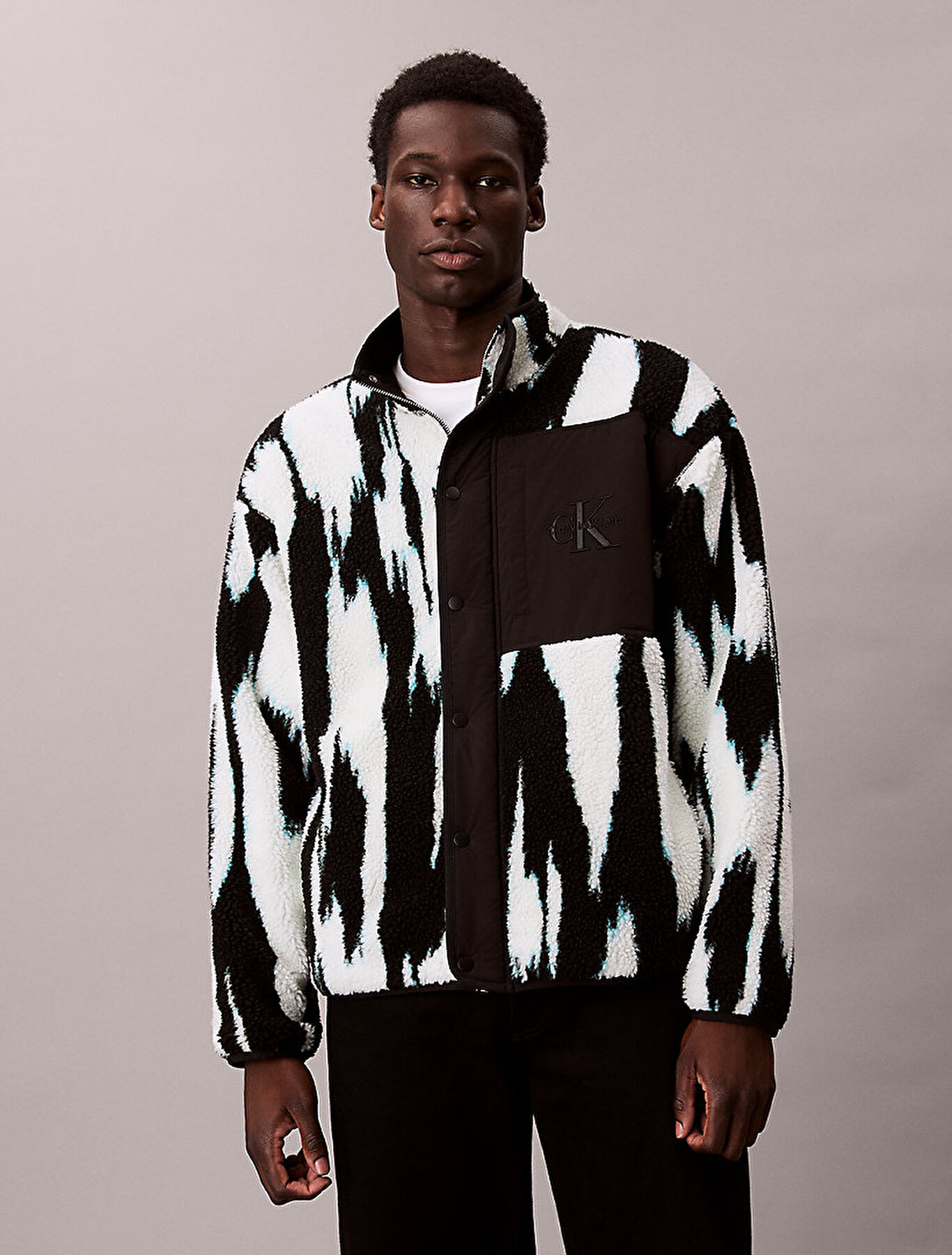 Erkek Jacquard 3 Sherpa Sweatshirt Siyah LV04RD219GUB1 | Calvin Klein