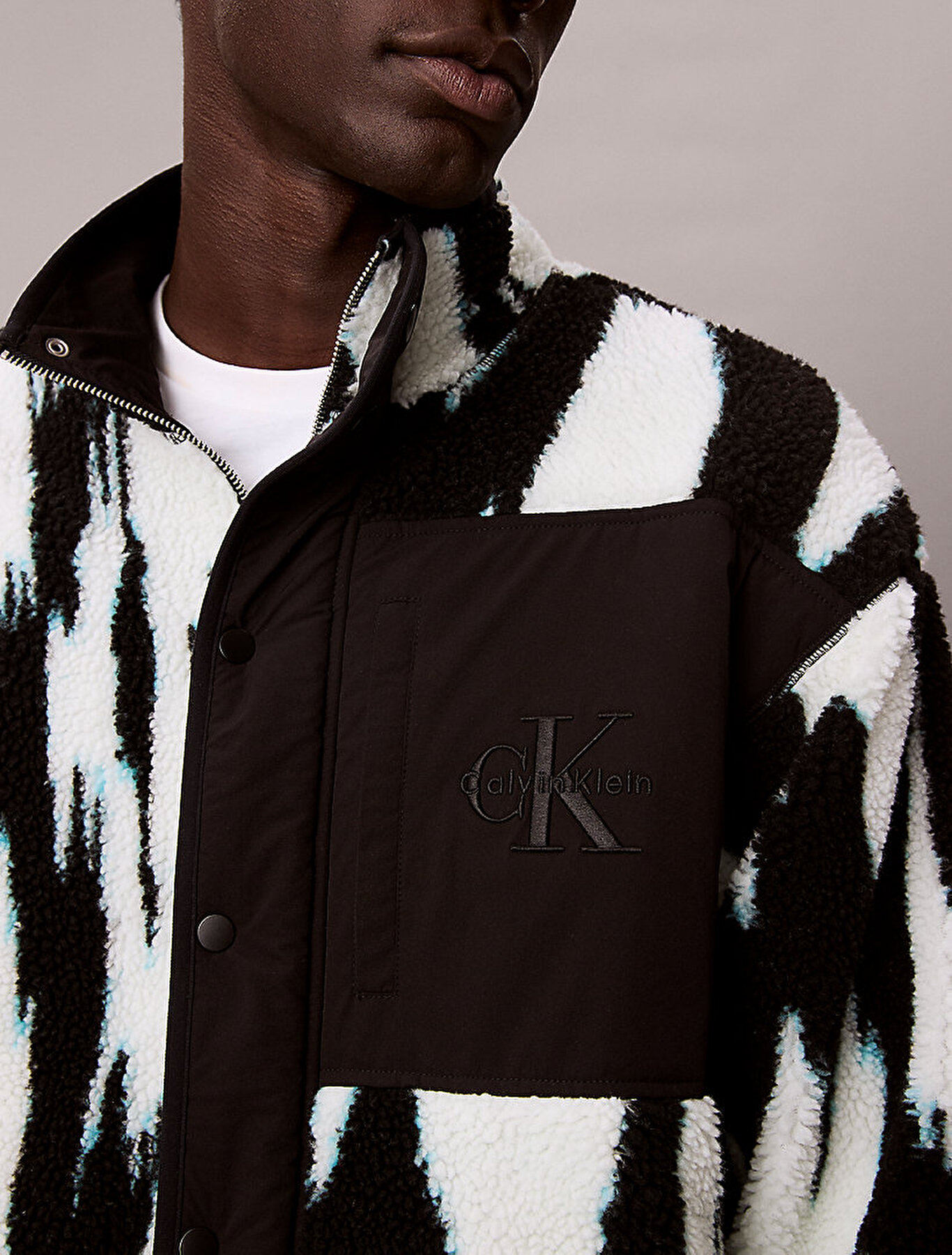 Erkek Jacquard 3 Sherpa Sweatshirt Siyah LV04RD219GUB1 | Calvin Klein