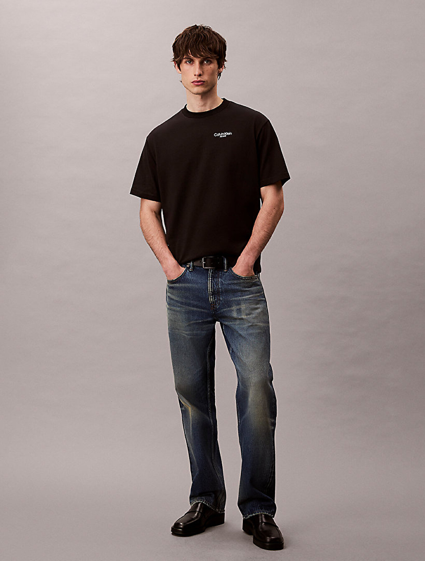 Erkek Logo Back Print T-shirt Siyah LV04RD825GUB1 | Calvin Klein
