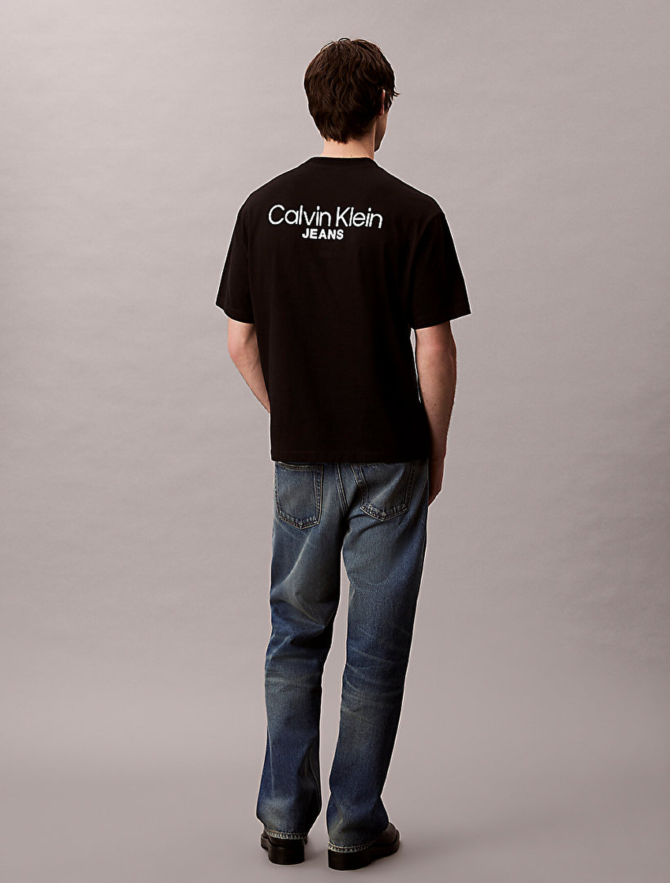 Erkek Logo Back Print T-shirt Siyah LV04RD825GUB1 | Calvin Klein