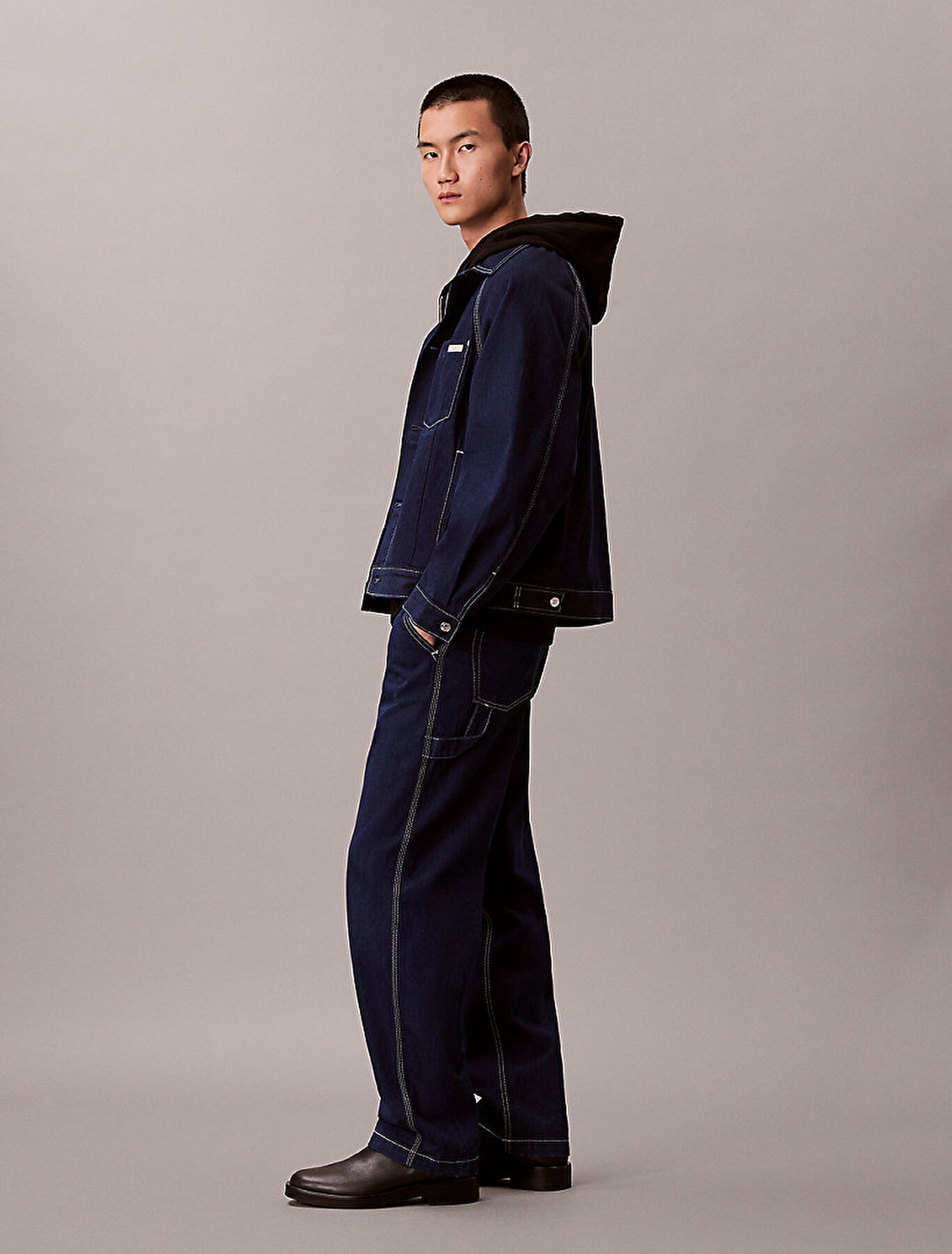 Erkek Darted Carpenter Jean Pantolon Lacivert LV04RE733G3TT