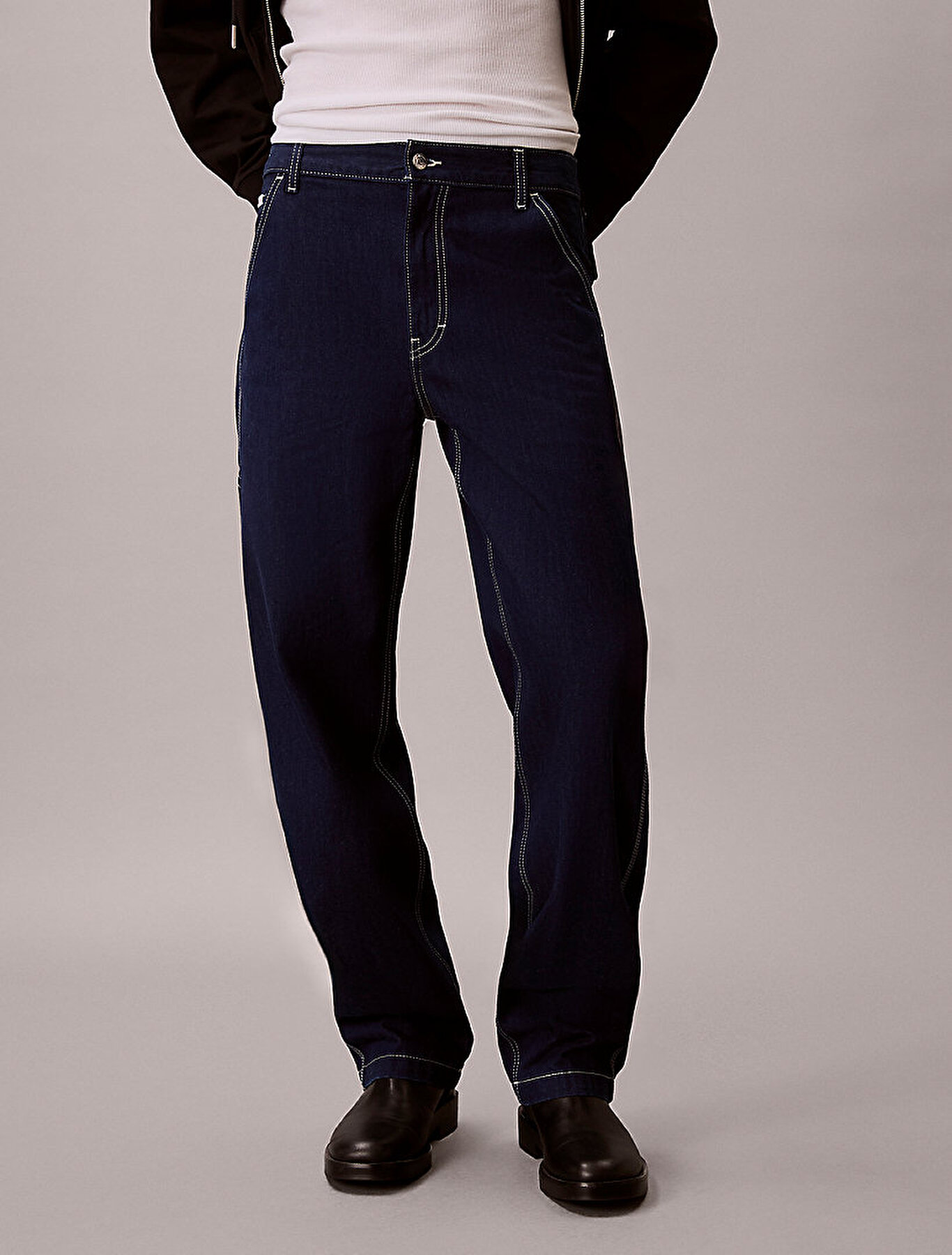 Erkek Darted Carpenter Jean Pantolon Lacivert LV04RE733G3TT