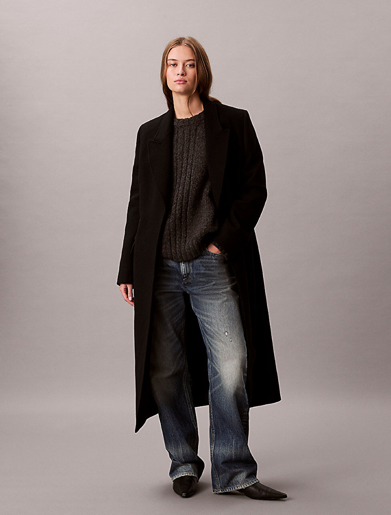 Kadın Brushed Wool Blend Kazak Siyah LV044E361GP7I | Calvin Klein