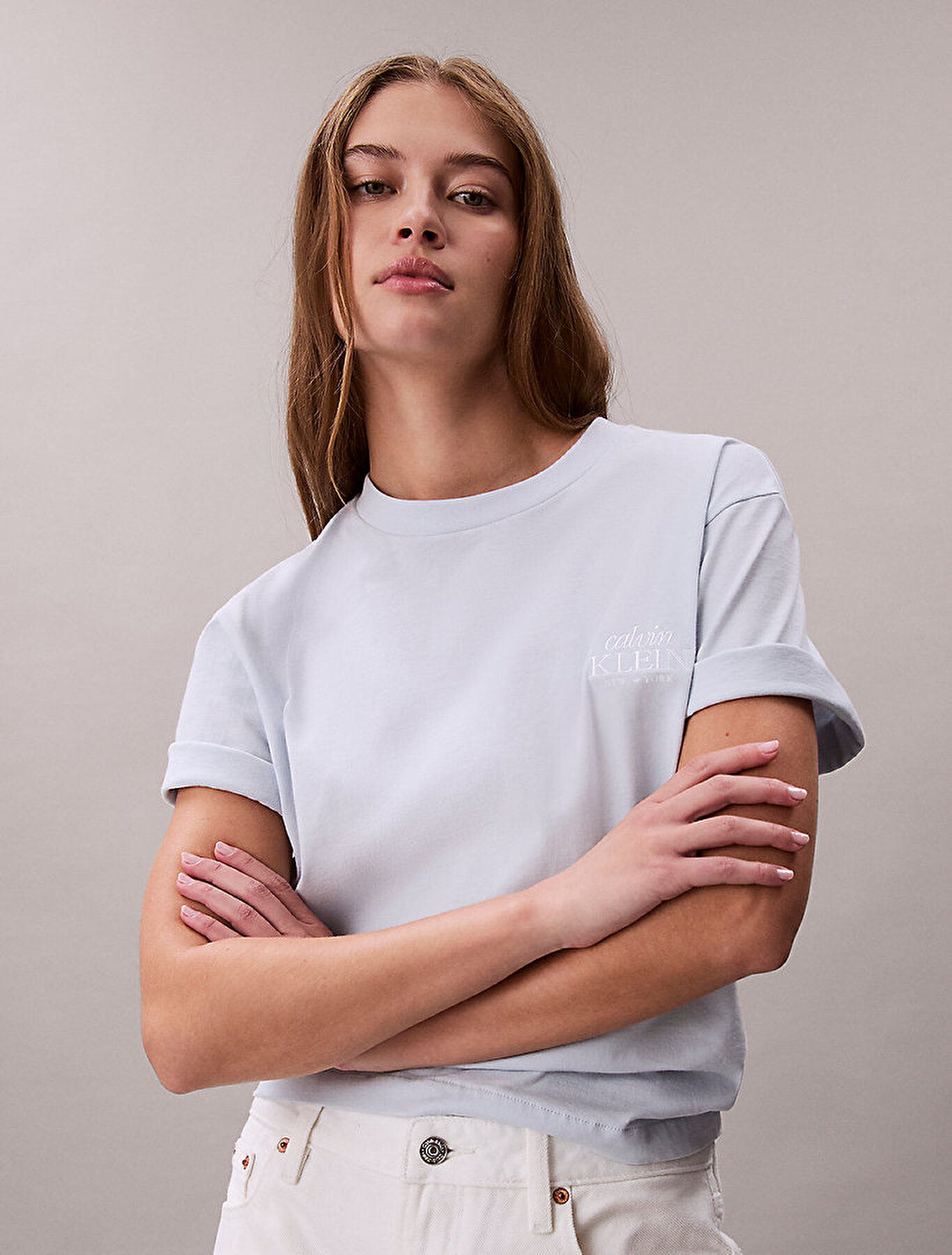 Kadın Boxy Graphic T-shirt Gri LV047F801GCIQ | Calvin Klein