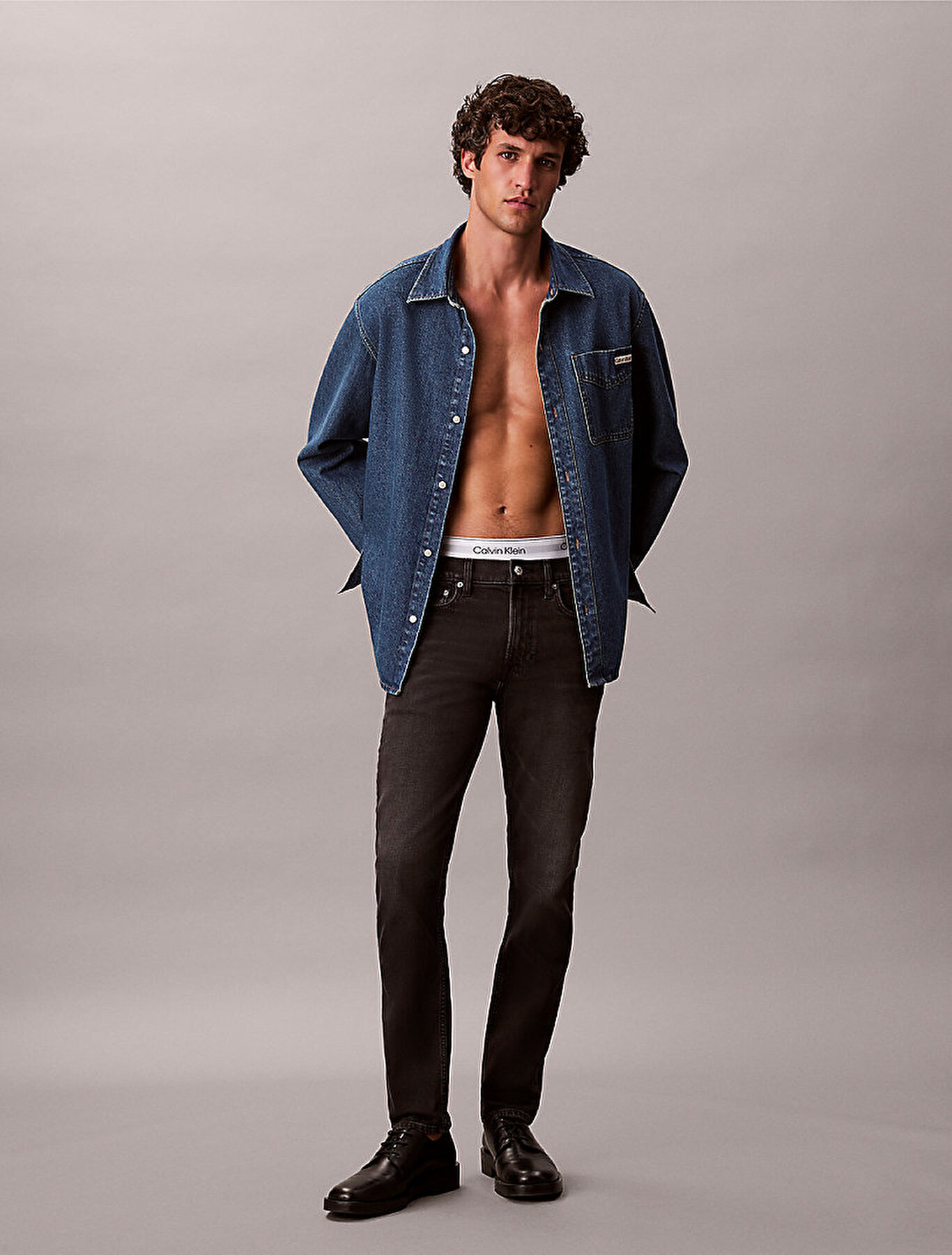 Erkek Slim Taper Black Oil Jean Pantolon Siyah LV04RB754GYD3