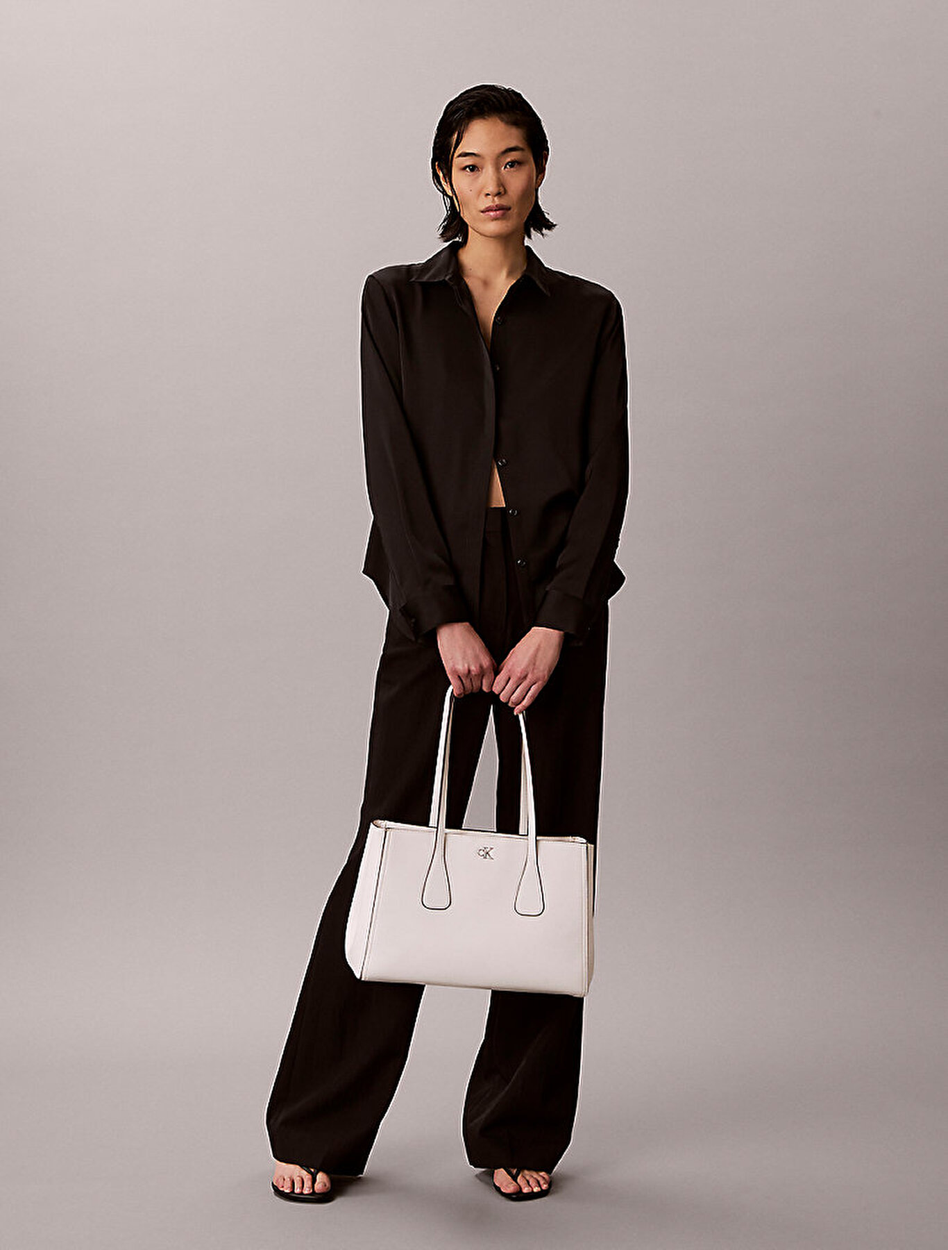 Kadın CK Medium Work Tote Çanta Beyaz LV04F3442G4LX | Calvin Klein