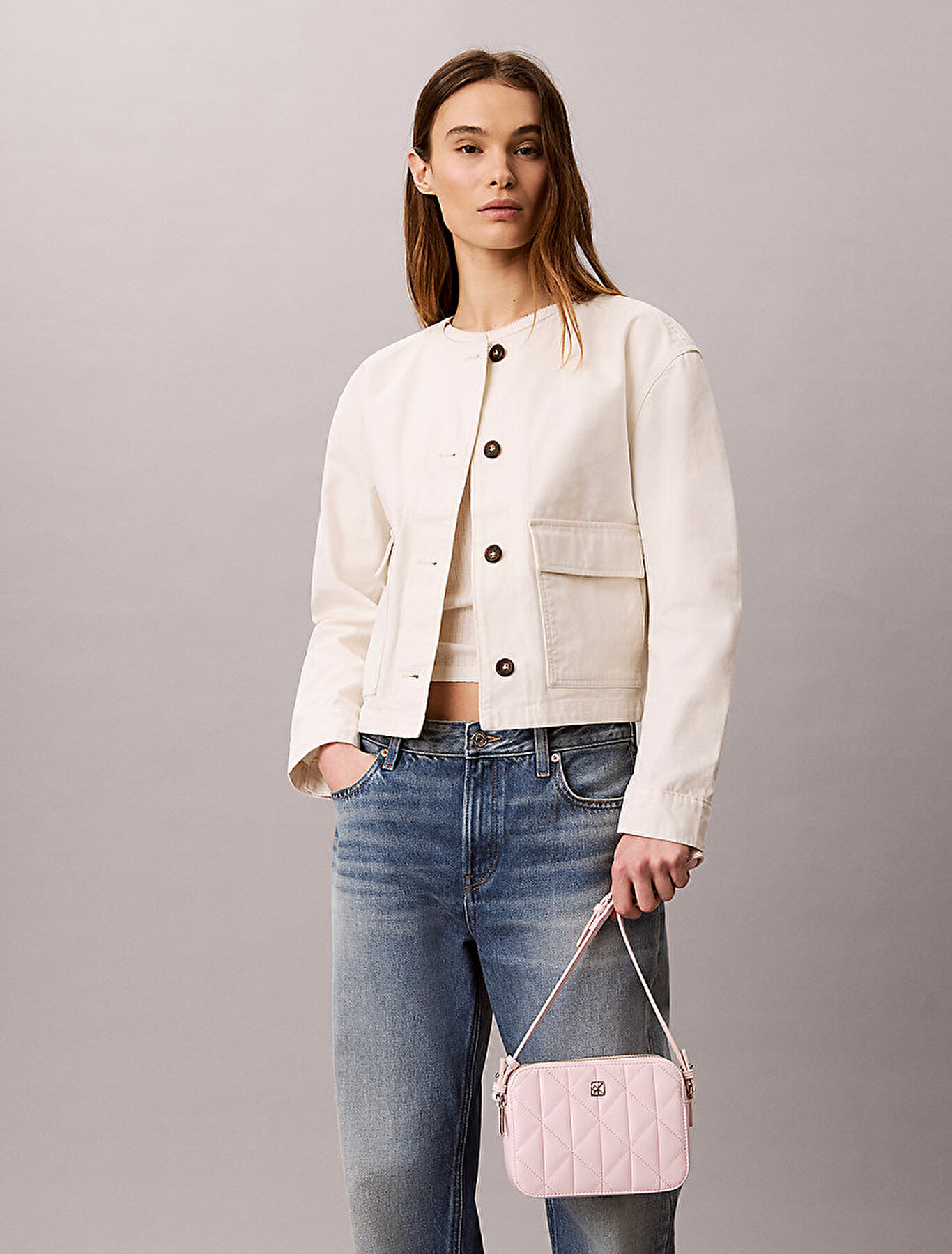 Kadın Quilted Double Zip Çapraz Çanta Pembe LV04F3328G8Z6 | Calvin