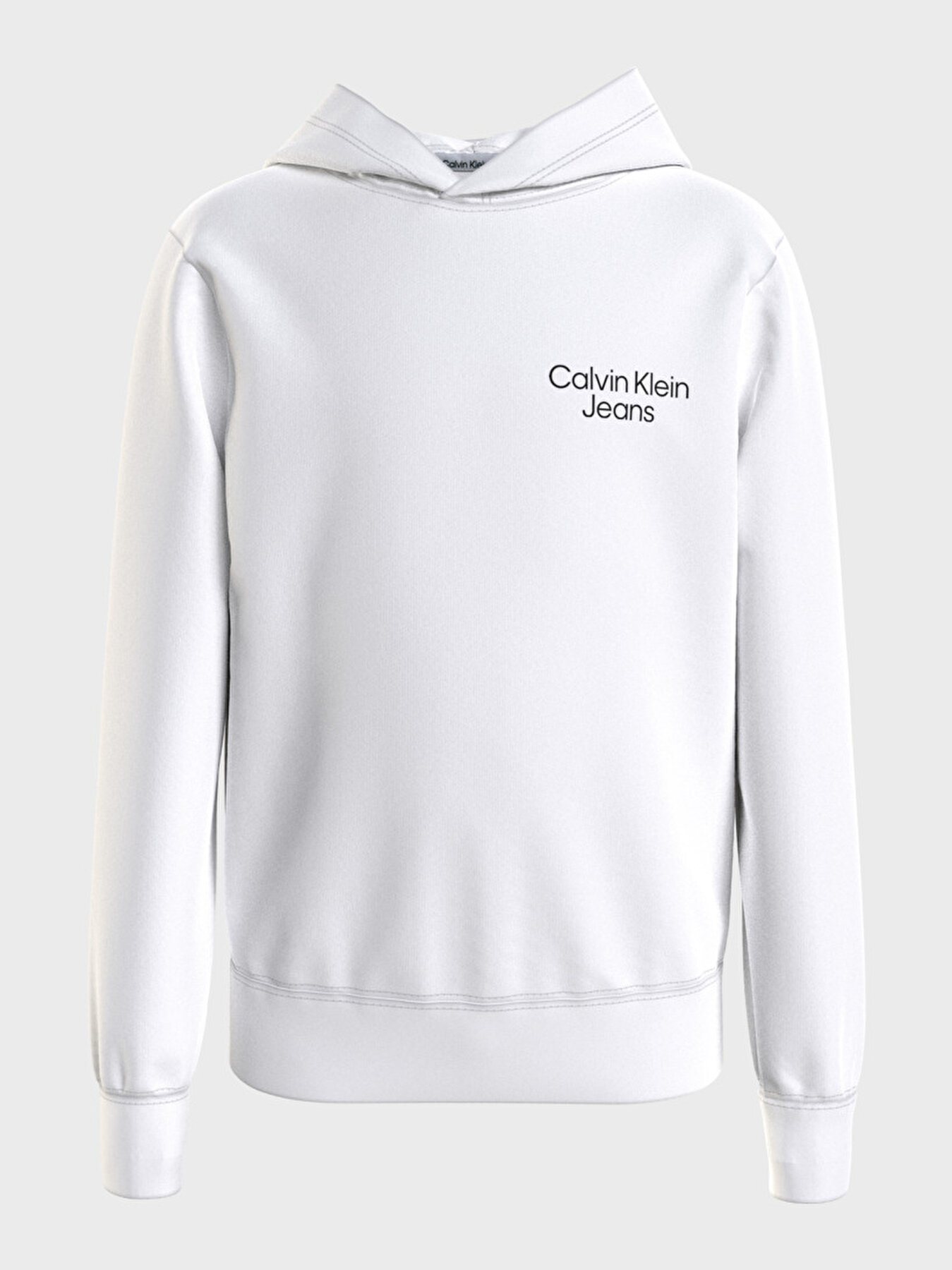 Erkek Çocuk CKJ Stack Logo Hoodie Sweatshirt Beyaz IB0IB01293YAF | Calvin  Klein
