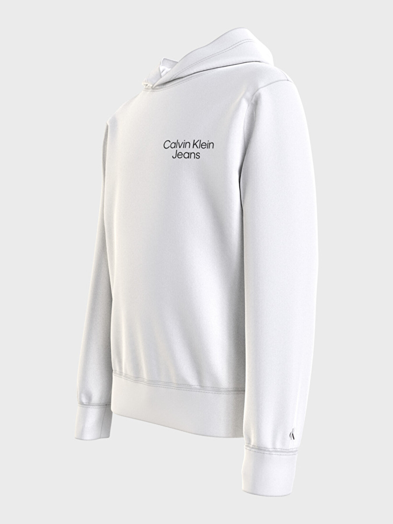 Erkek Sweatshirt IB0IB01293YAF Logo Calvin Klein Çocuk Beyaz Stack | Hoodie CKJ