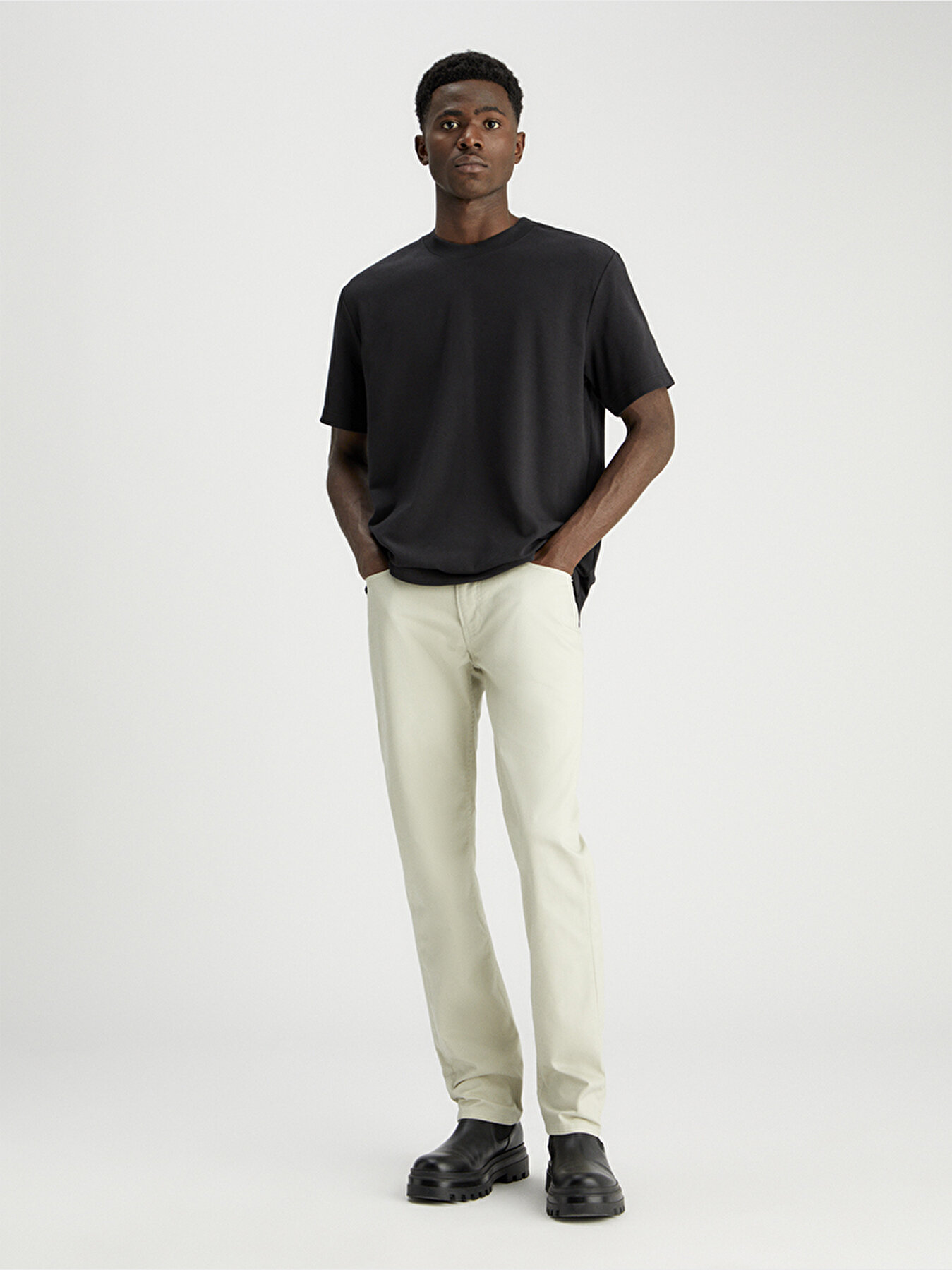 Erkek Straight Cotton Twıl Pantolon Bej J30J326263PD7