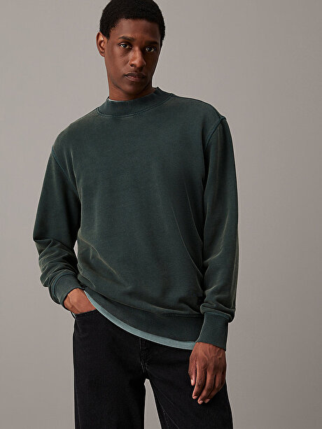 Erkek Washed Woven Label Sweatshirt