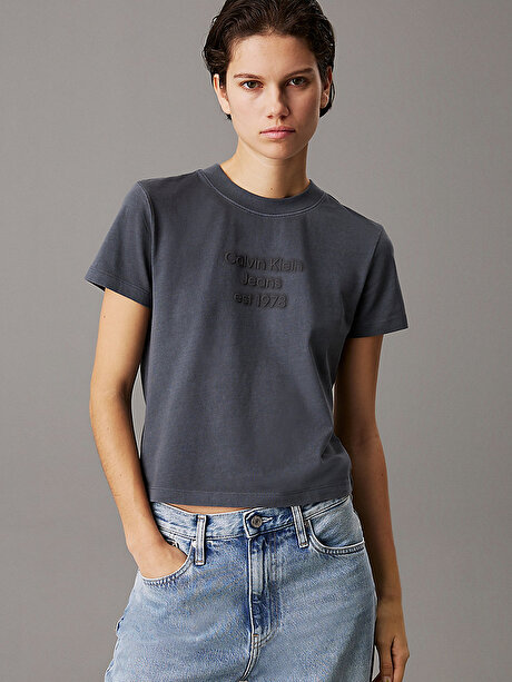 Kadın Washed Puff Print T-shirt