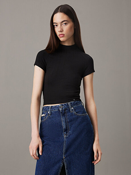 Kadın Warm Texture Rib T-shirt