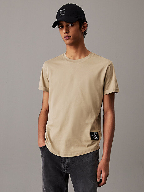Erkek Badge Turn Up Sleeve T-shirt