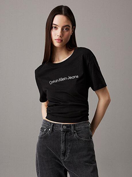 Kadın Institutional Logo Straight T-shirt