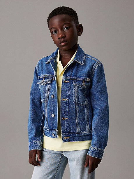 Erkek Çocuk Bright Mid Blue Denim Ceket