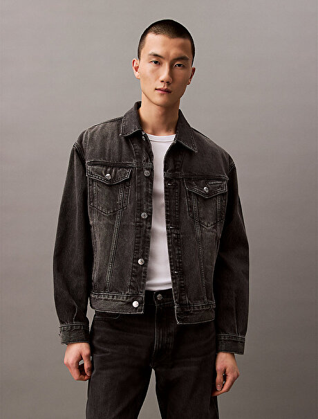 Erkek 90s Black Fog Trucker Ceket