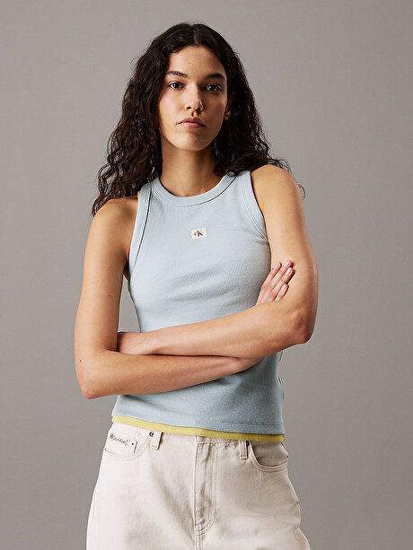 Kadın Woven Label Rib Tank Top