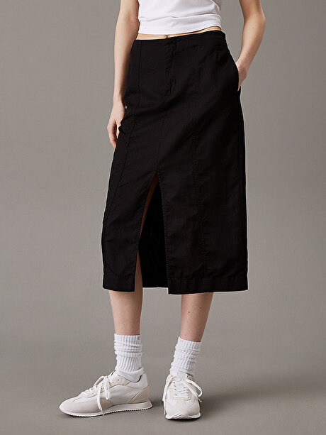 Kadın Soft Linen Midi Etek